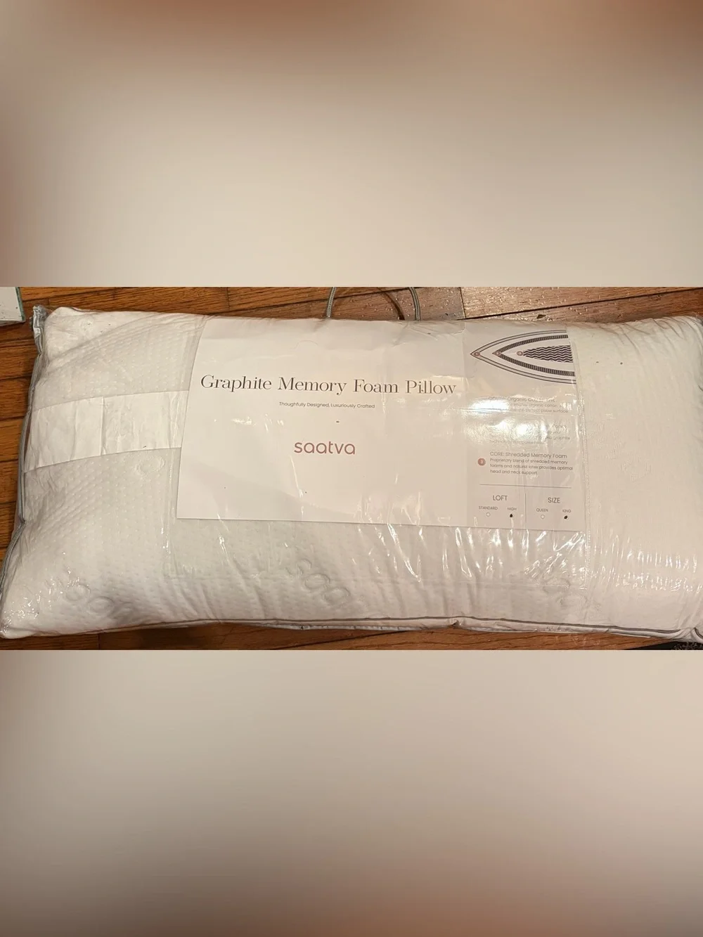 1 SAATVA GRAPHITE MEMORY FOAM PILLOW High Loft King Size Pillow NEW